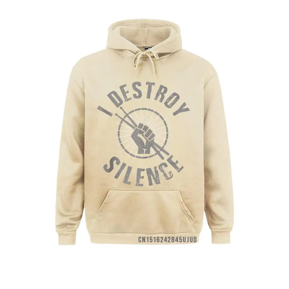 Funny Drummer I Destroy Silence Drums Drumming Gift Pullover Coupons Men Hoodies Geek Sweatshirts Long Sleeve Street Clothes