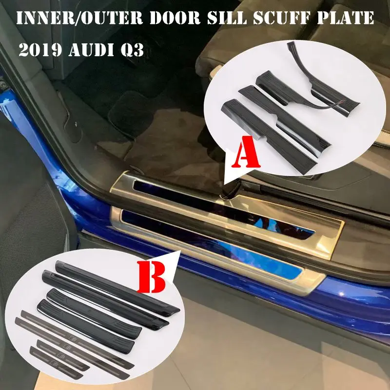 

Stainless Steel For Audi Q3 2019 Car Accessories Outer Inner Door Sill Protector Welcome Pedal Threshold Strip Scuff Plate Cover