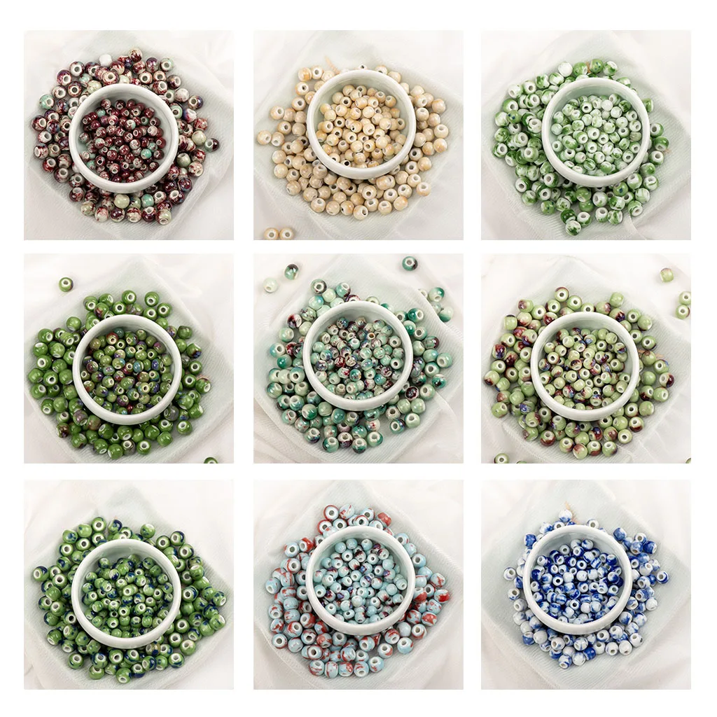 6# 8# 100pcs China Colorful Ceramic Beads Not Glass flower Procelain Bead For Jewelry Making #A511A