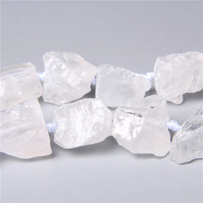 2-3cm Natural Clear White Quartz Beads Freeform Raw Minerals Crystal Nugget Stone Beads Gravel For Jewelry Making DIY 7-8Pcs