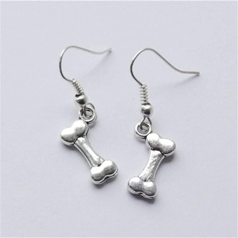 Boucles d'oreilles os de chien, boucles d'oreilles pour amoureux de chien, boucles d'oreilles os antiques de couleur argent, boucles d'oreilles pour amoureux de chien, cadeau pour amoureux de chien