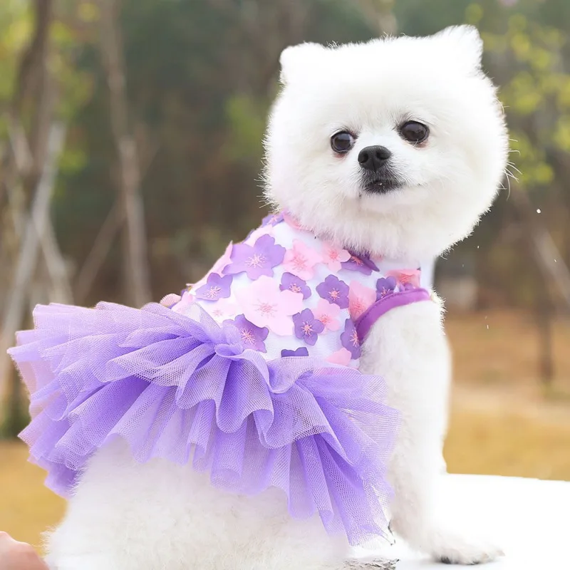 Cani abiti da sposa dolci cucciolo abito estivo Pet garza floreale abiti Pet Princess Dress cani traspiranti abbigliamento per gatti