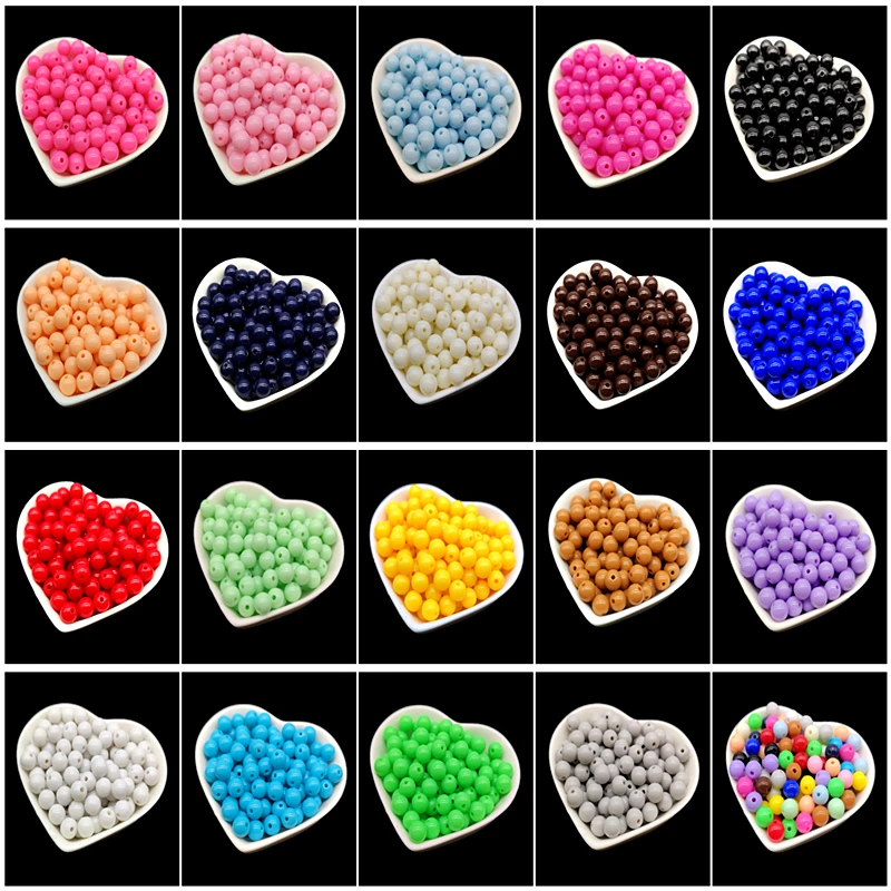 4 6 8 10 mm Round Acrylic Beads Loose Spacer  For Jewelry Makeing Bracelet necklace DIY Accessory