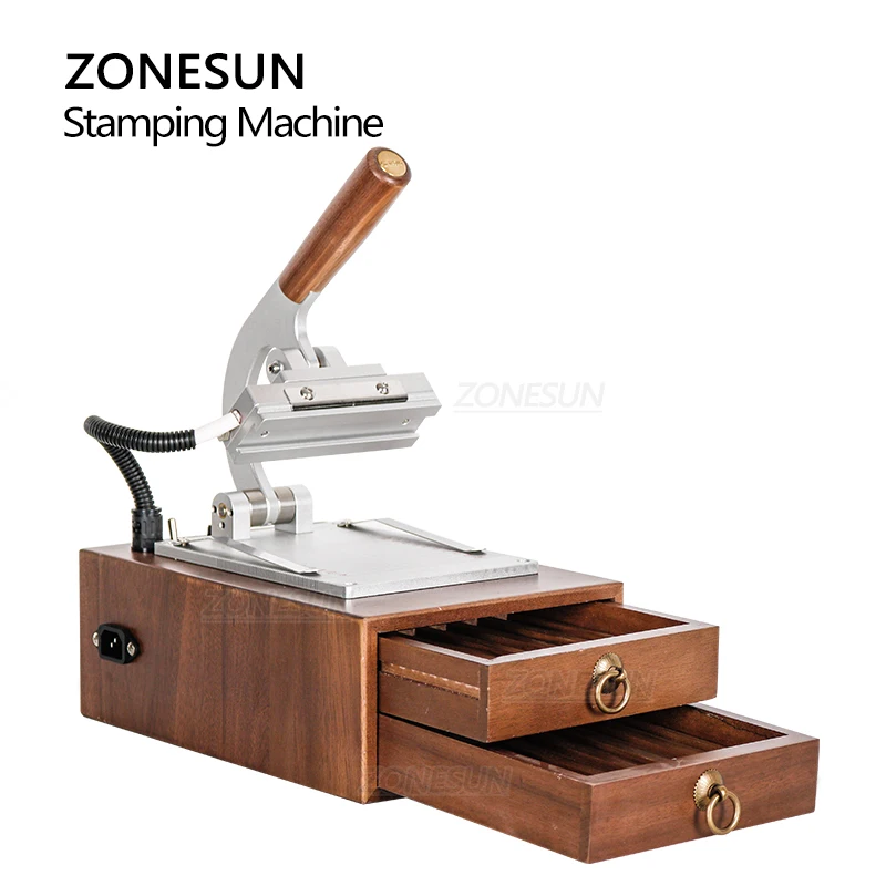 Zonesun Manual Foliedruk Machine Licht Type Kipper Stamper Telefoon Case Custom Logo Lederen Druk Embossing Machine