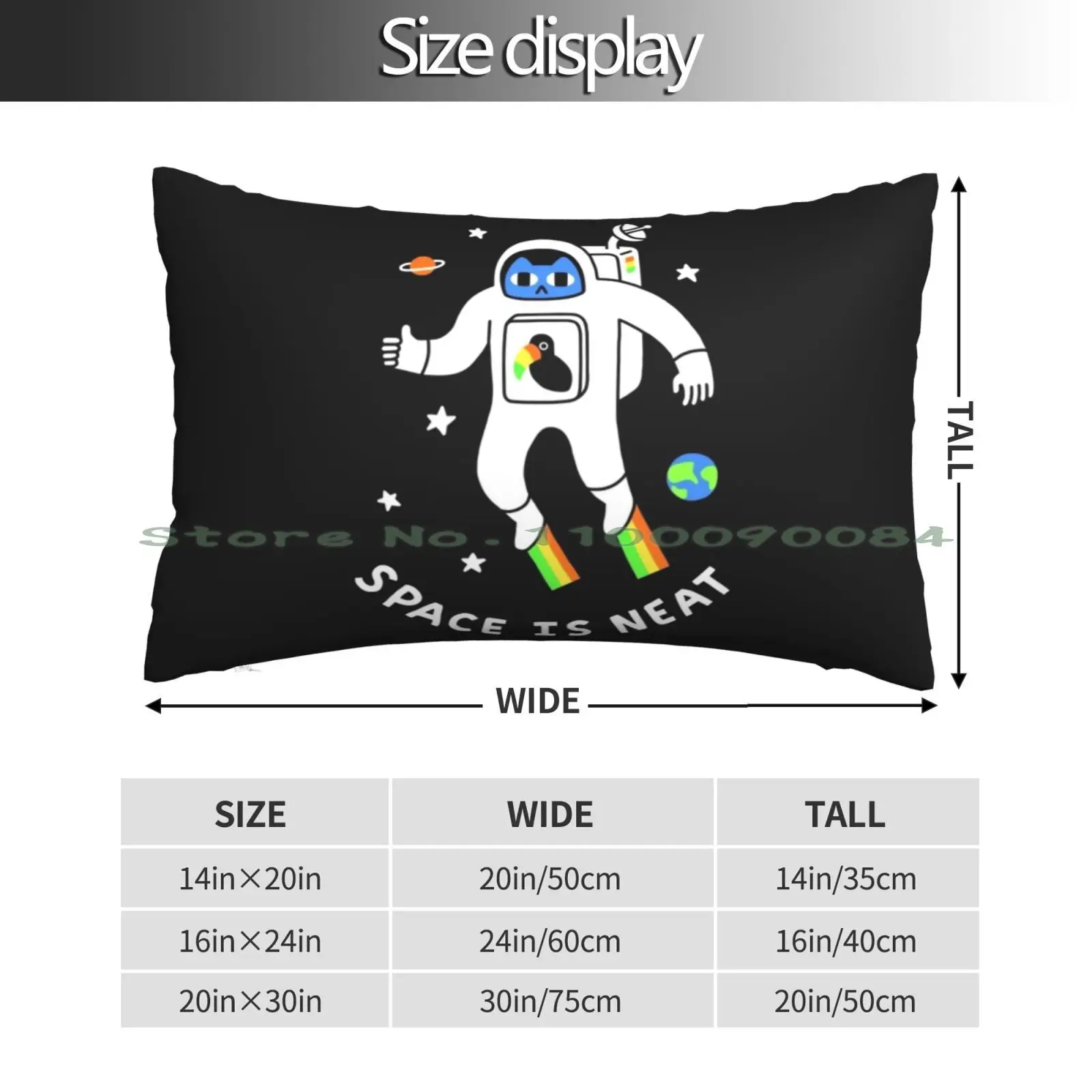 Space Is Neat Pillow Case 20x30 50*75 Sofa Bedroom Astronaut Rainbow Stars Outer Space Cute Planets Toucan Earth Cats Kittens