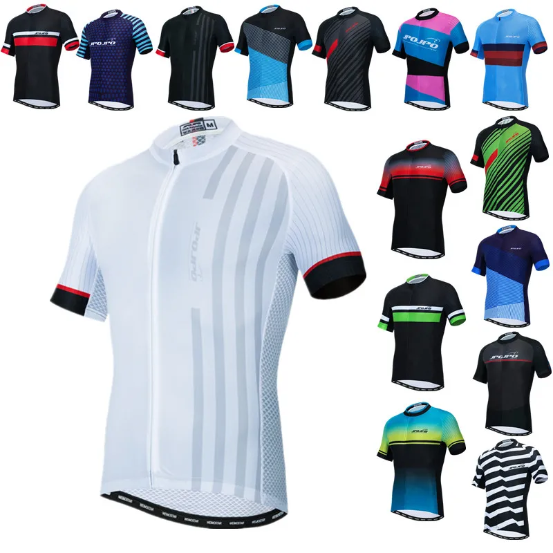 JPOJPO High Quality Racing Cycling Jersey Men Summer Mountain Bike Clothing Road MTB Bicycle Jersey Anti-UV Cycling Shirt White