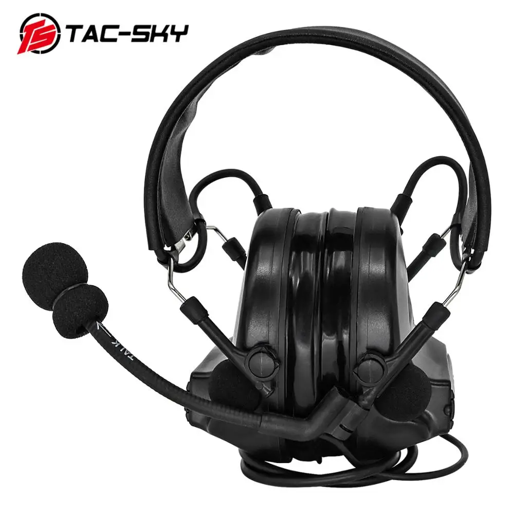 TAC-SKY COMTAC II silicone earmuffs noise reduction pickup military shooting tactical headset BK + U94 Kenwood plug PTT