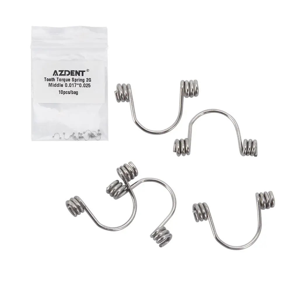 10Pcs/Pack AZDENT Dental Orthodontic Anterior Teeth Torque Rectangular Springs Stainless Steel