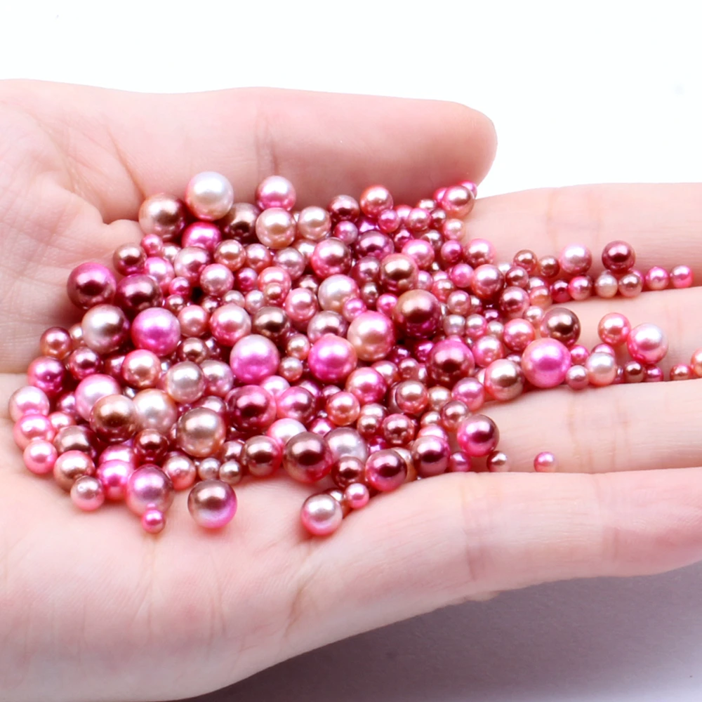 Mixed Sizes 3/4/5/6mm 500pcs No Hole Round Pearls Imitation Pearls RainBow Color Dresses DIY Jewelry Nail Art Decorations