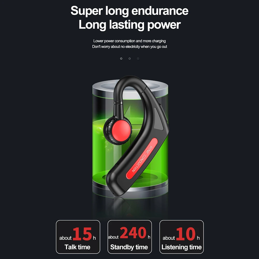 Наушники AIKSWE с костной проводимостью, гарнитура с ушным крючком, беспроводные наушники IPX5, водонепроницаемые, с микрофоном, совместимы с Bluetooth