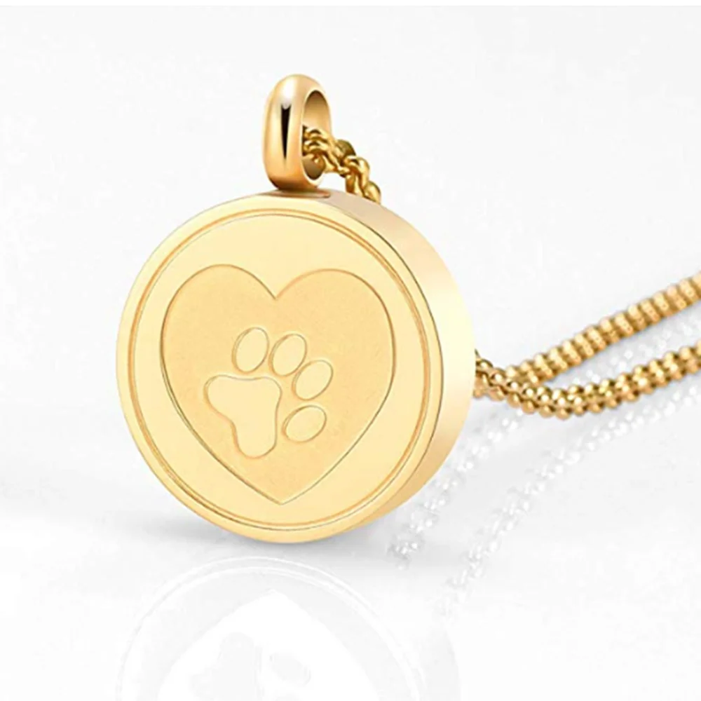 Pet Paw Print serce urna kremacyjna medalion naszyjnik trzymaj psa/kota popioły trumna biżuteria ze stali nierdzewnej Keepsake