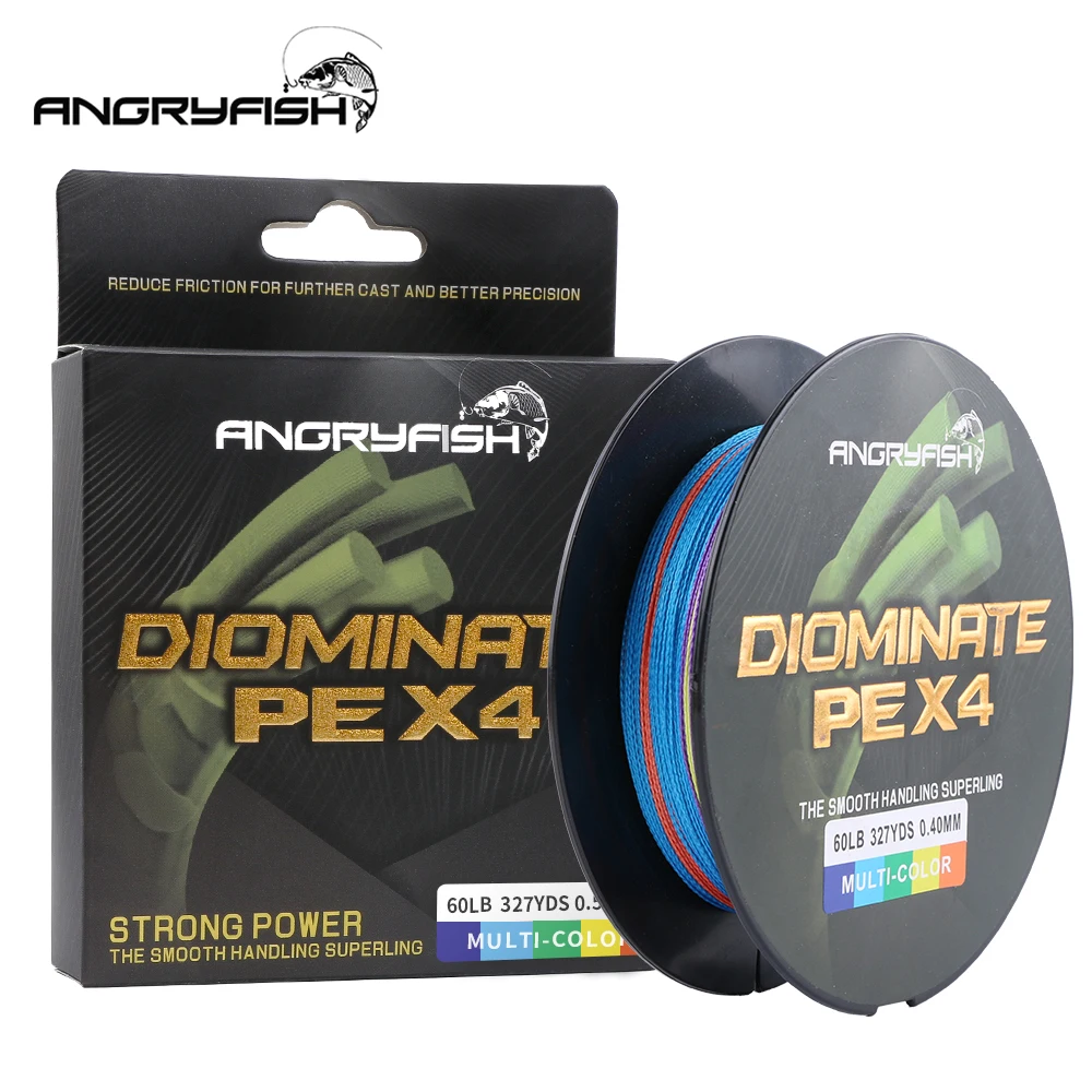 Angryfish 4 Strands Multifilament เอ็นตกปลา327Yds/300MBraided เอ็นตกปลา PE น้ำเค็ม/น้ำจืด15 20 25 30 40 50 60 80LB