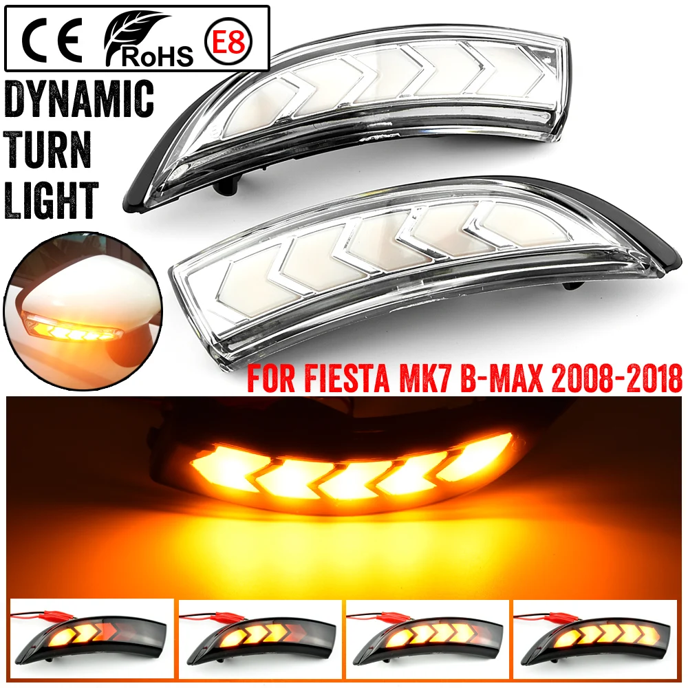 LED Dynamic Turn Signal Light Fit For Ford Fiesta MK6 VI /UK MK7 2008-17 B-Max 2012-2017 Flowing Water Blinker Flashing Light