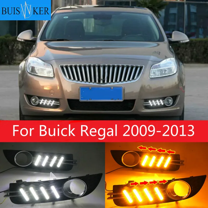 

2PCS For Buick Regal 2009-2013 LED DRL Daytime Running Light Daylight With Turn Signal Lamp