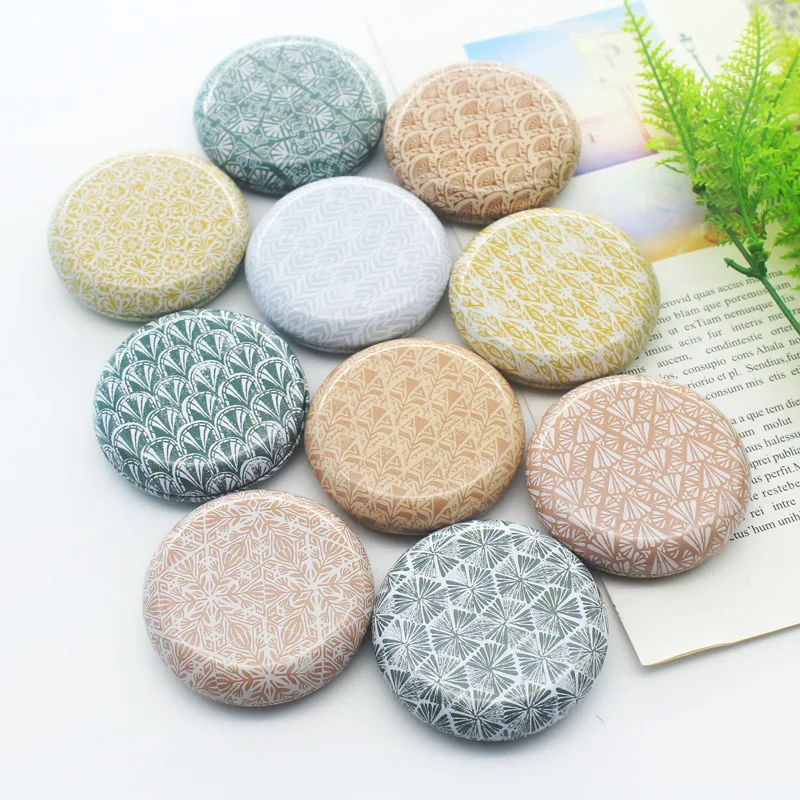 1PC New Ink Flower Mini Round Portable Balm Tin Box Handmade Lipstick Mint Cream Packaging Box Small Pill Jewelry Storage Box