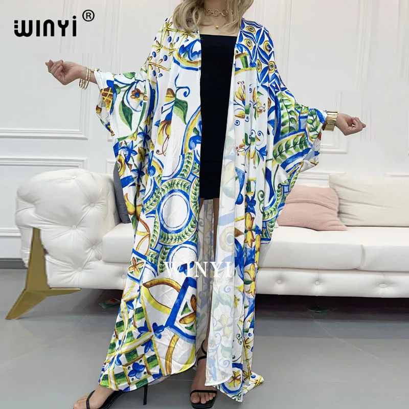 Imagem -04 - Oriente Médio Sunmer Winyi Cabolsa de lã Feminino Solto Vestido Longo Coquetel Boho Maxi Feriado Africano Batwing Manga Seda Robe