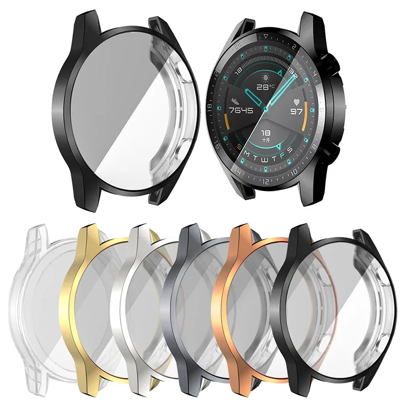 TPU Case For Huawei Watch GT 2 46MM/42MM Band Watch GT/GT2 Pro Soft Plated All-Around Screen Protector Shell Cover Bumper Cases