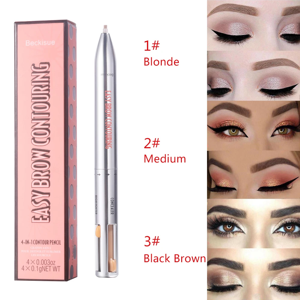 4 In 1 Easy To Wear Eyebrow Contour Pen Defining Highlighting Brow Pen Waterproof Sweatproof