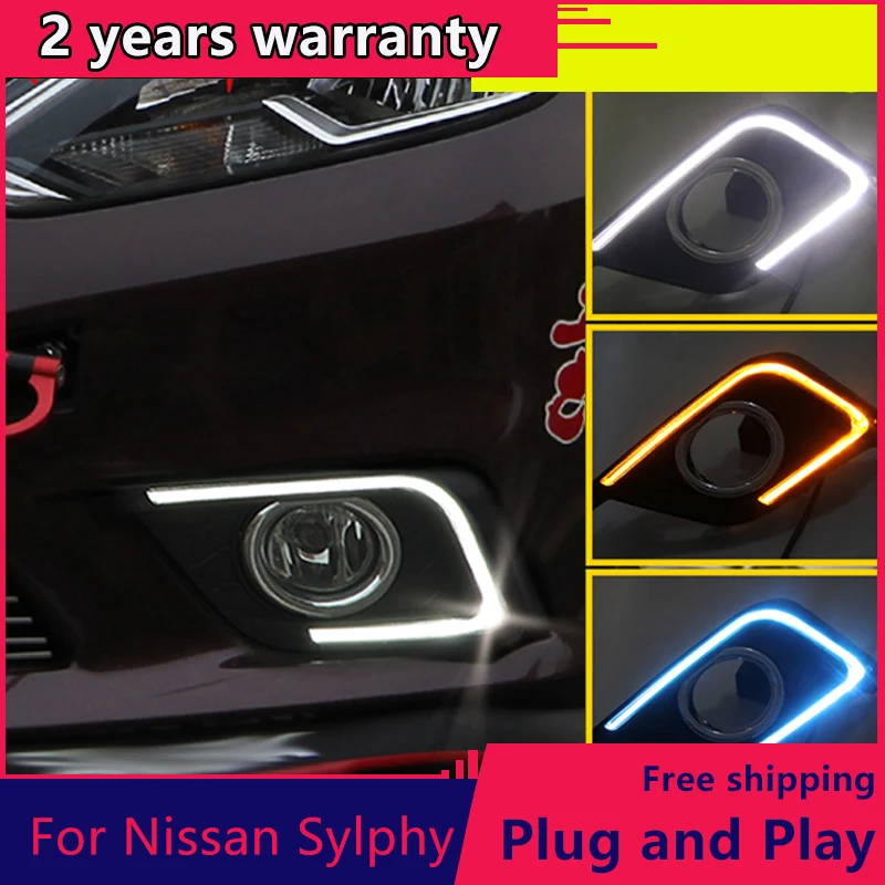 

LED DRL Daytime Running Lights Fog Lamp Turn Signal Day Light Fit For Nissan Sylphy 2016 2017