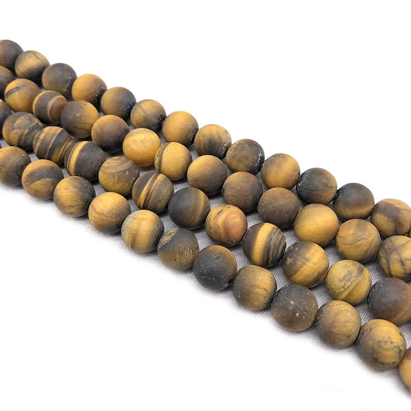 Matte  Dull Polish Yellow Tiger Eye Stone Round Loose Beads For Jewelry Making Diy Bracelet Necklace Accessories 15 Inch 4-12mm