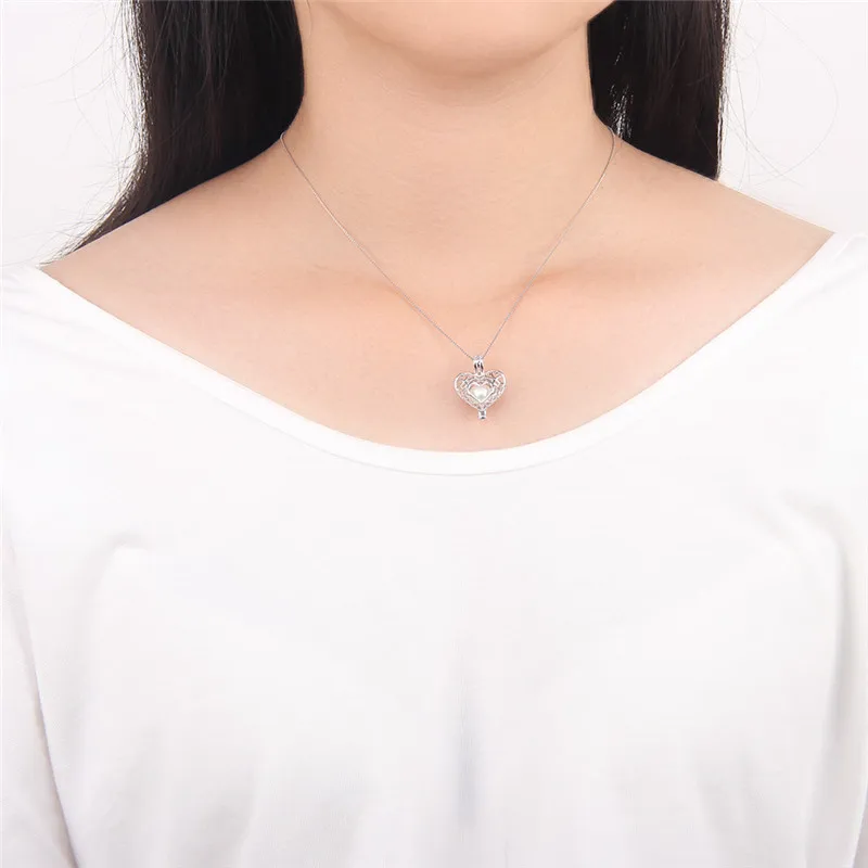CLUCI 3pcs Silver 925 Heart Shaped Pearl Locket Women Pendant for Necklace Jewelry 925 Sterling Silver Cage Pendant SC105SB