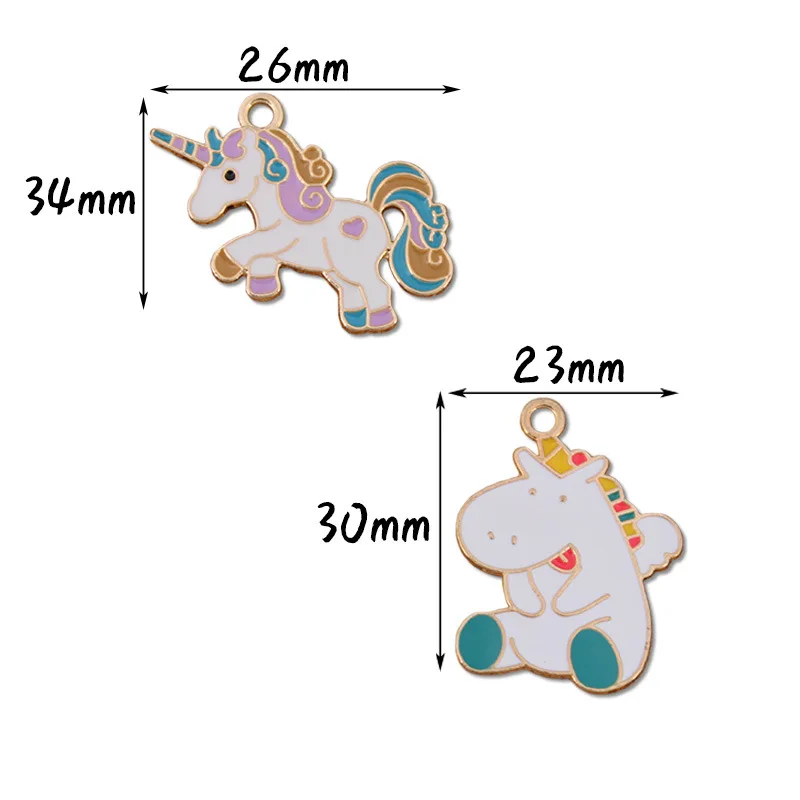 Unicorn Enamel Charms Pendant for Handmade Craft 10pcs Colorful Gold Hippo Metal Charms for Earrings Jewelry Making Dangle