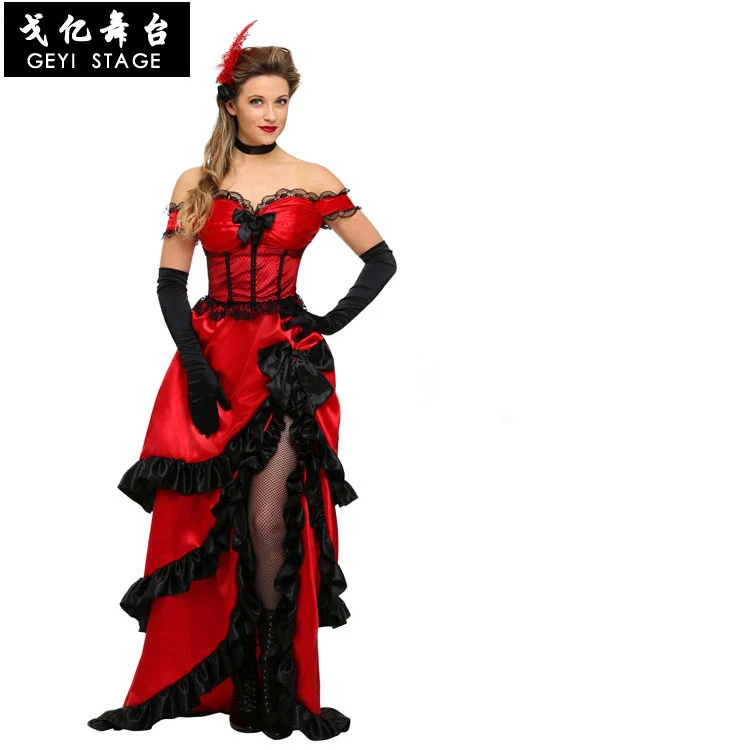 Halloween Easter Cosplay Red Long Dress Stage Dress Broadway Magician costumes Bar Nightclub Start Dance Costume Show clothing