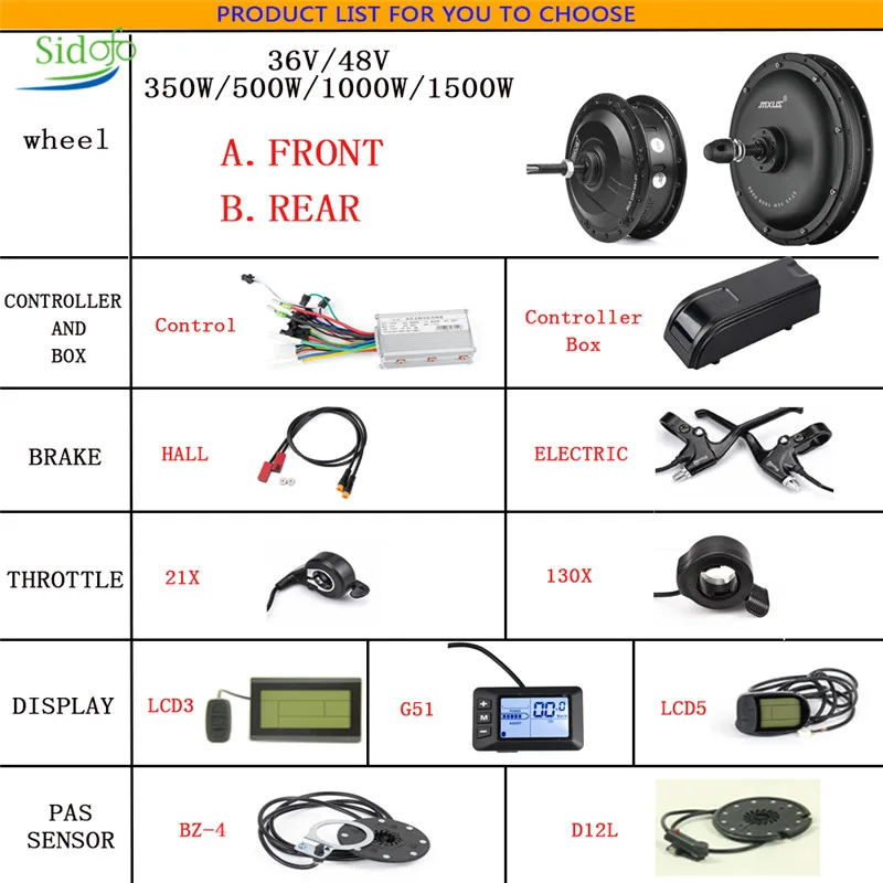 MXUS XF 15F/15R/40 Electric Bike Conversion Kit Bicicleta Electrica 36V/48V 350W/500W/1000W/1500W LCD Display Without Battery