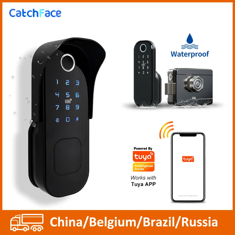 fechadura eletronica para porta a prova dagua aplicativo tuya wi fi codigo postal cartao rfid trava frontal com impressao digital 01