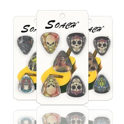 SOACH 10pcs guitar features skull thickness 1.00mm 0.71mm 0.46 celluloid and bag random guitar part