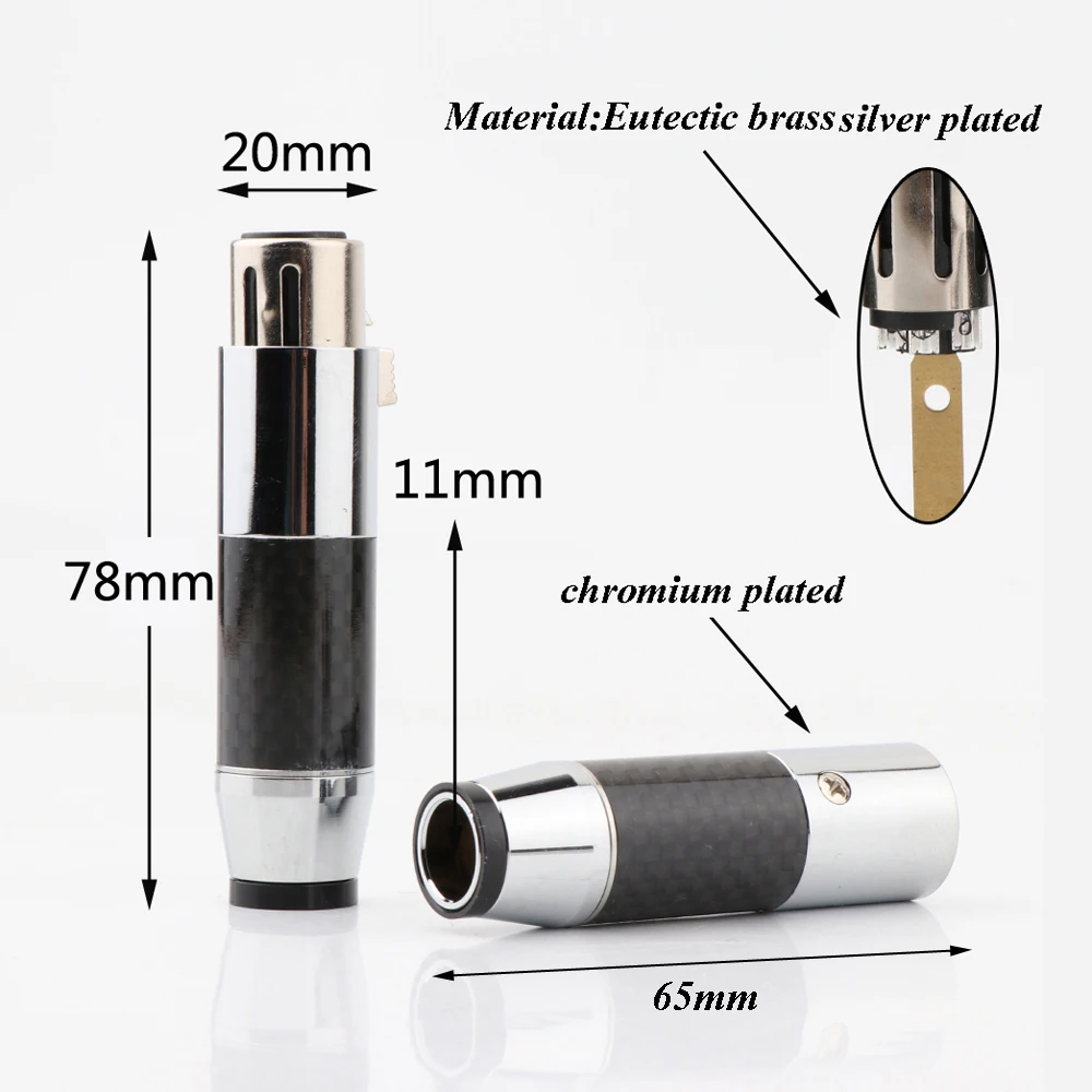 4Pcs Hi-End XR1801 3 Pins XLR Connectors Rhodium Plated Carbon Fiber Audio XLR Plug Female Male Plug