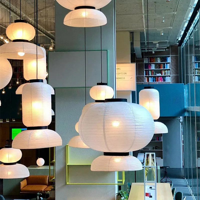 

Бумажный подвесной светильник, дизайнерский японский светильник, современный светильник для столовой, гостиной, художественный декоративный подвесной светильник для ресторана