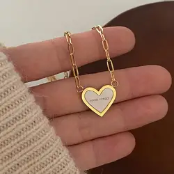 316L Stainless Steel Simple Heart English Alphabet Shell Pendant Necklaces Clavicle Chain For Women Fashion Fine Jewelry Gifts