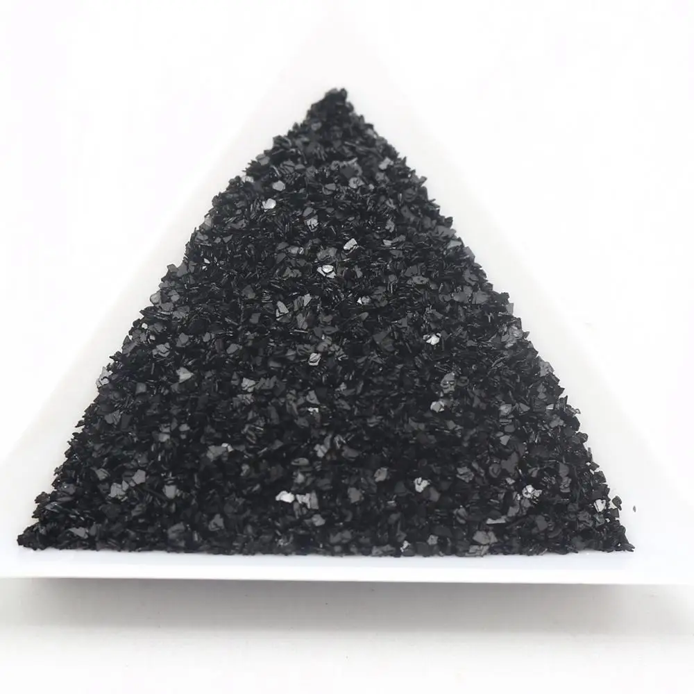 45 Gram Black Glass Crushed Chips Irregular Shape Nail Art Tips + Storage Box