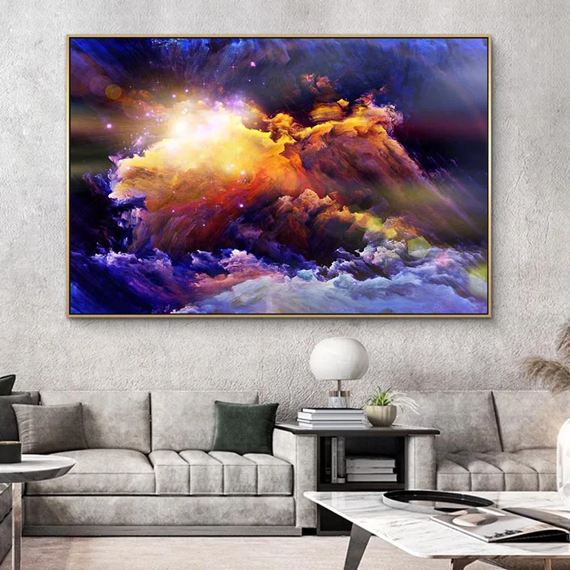 

Large Size Poster Art Print Cloud Abstract Color Posters and Prints Cuadros Purple Canvas Living Room Wall Picture Frameless