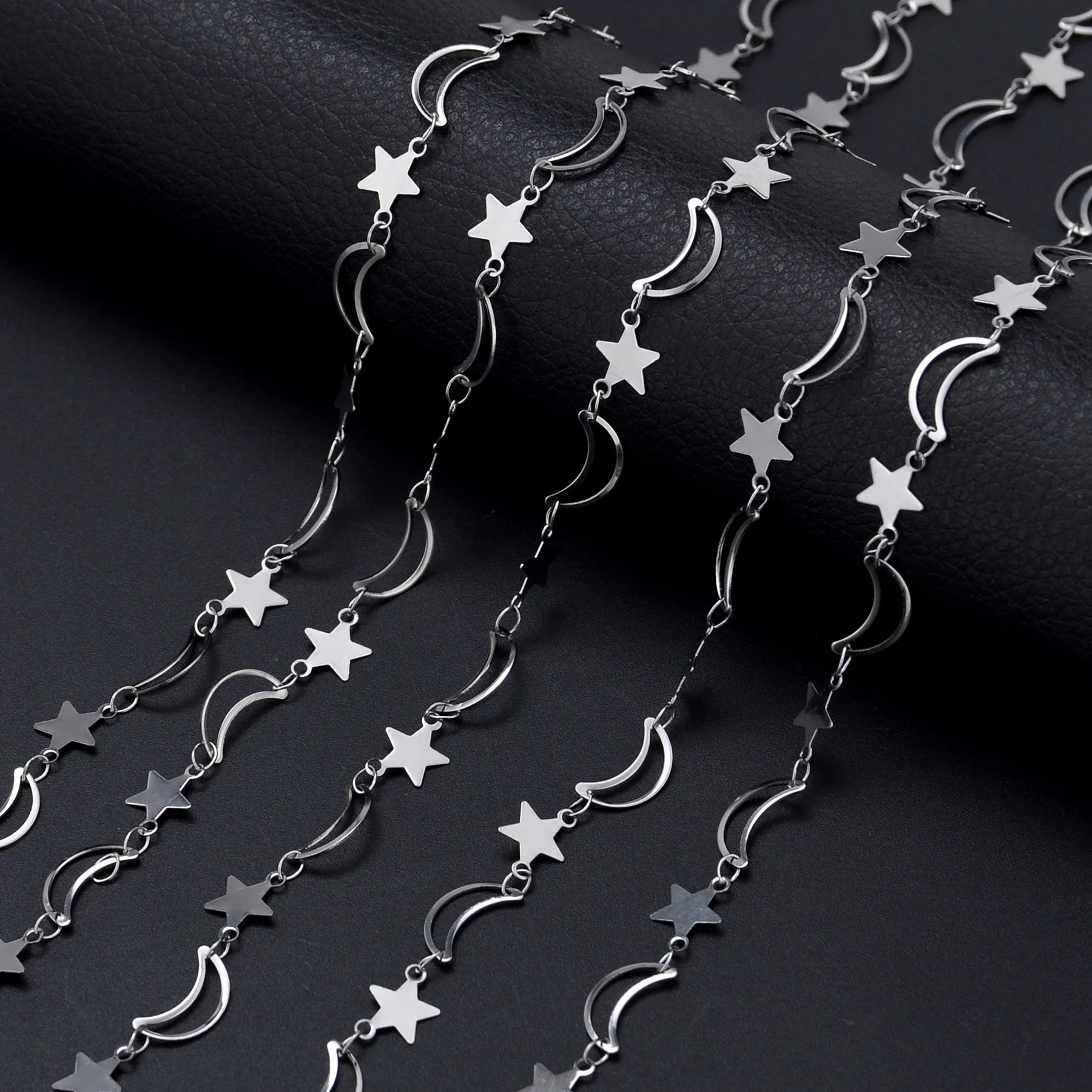 

Moon Star Link Chains Stainless Steel Fashion Necklace Choker Making DIY Bracelets Anklet Handmade Jewelry