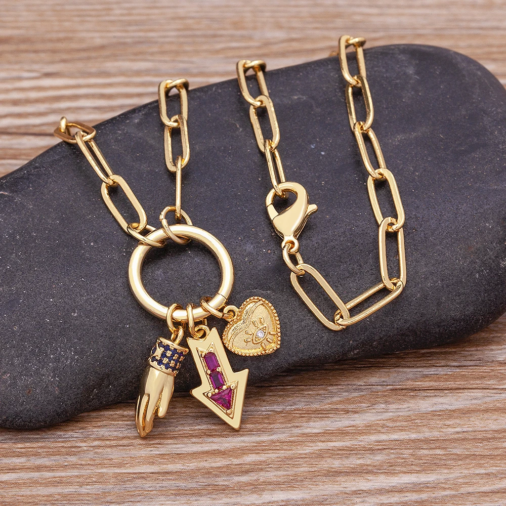Evil Eye and Heart Red Indicator Arrow Hand Shape Pendant for Women Choker Goth Aesthetic Boho Vintage Collier Femme Jewelry