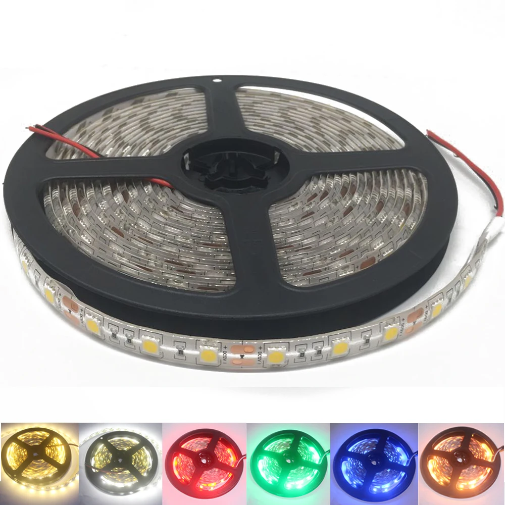 LED Strip 5050 DC 24V RGB WarmWhite 24 v 5 meter waterproof flexible Light stripe 60LED/MLed Tape Luces lamp Ribbon tv backlight