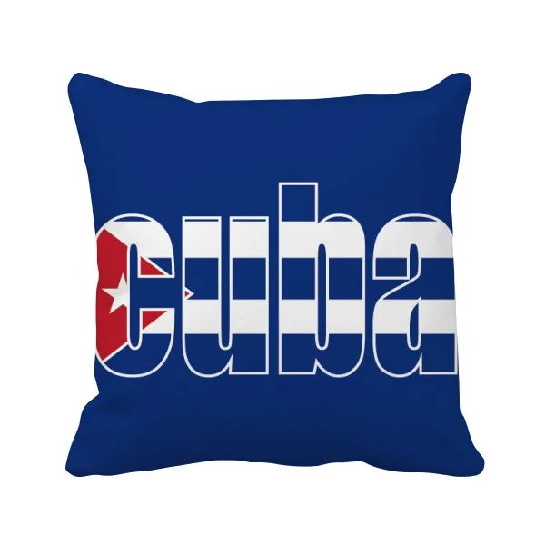 Cuba Country Flag Name Throw Pillow Square Cover