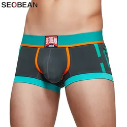 SEOBEAN NEW Mens Boxers Briefs Cotton Underwear Men Panties Sexy Boxer Shorts Low-rise Boxer for Man