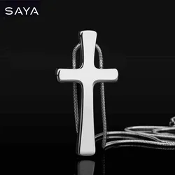 2021 Polished Scratch Proof Cross Tungsten Steel Pendants With Stainless Steel Necklace for Couples, Engraving