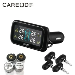 TPMS Auto Car Wireless Tire Pressure Monitoring System with 4 Internal/External Sensors LCD Display Monitor Cigarette Lighter