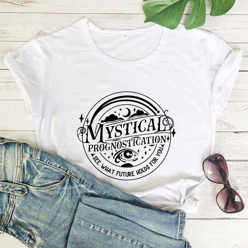 Mystical Prognostication T-shirt Celestial Women Fortune-Telling Witch Tshirt Retro Boho Witchy Hippie Top Tee Shirt