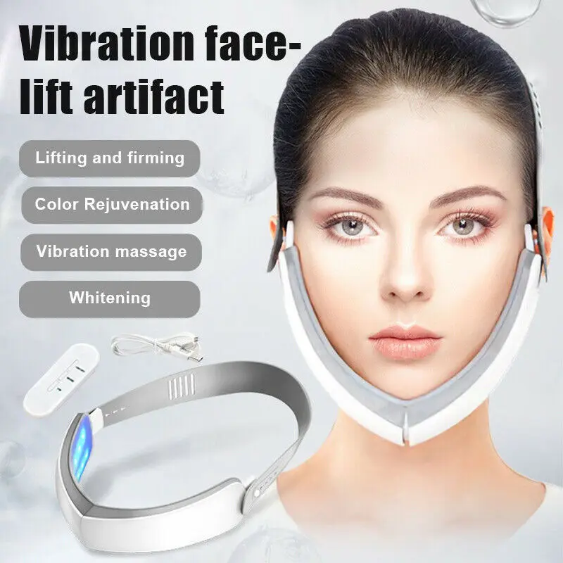 Face Lifting Electric V-Shape Slimming Facial Massager LED Photon Therapy Vibration Muscle Stimulation Beauty Machine