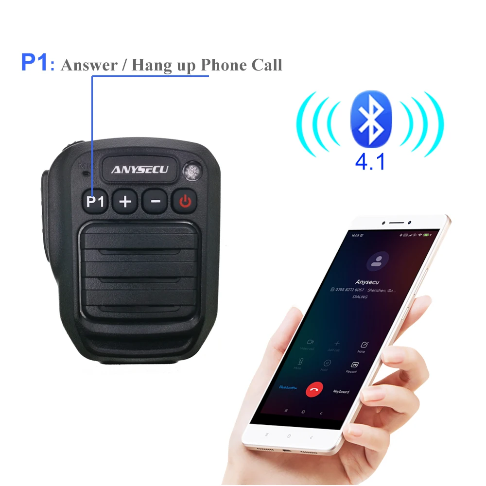 Anysecu Wireless Microphone Speaker with K connector for Baofeng UV-82 UV-5R UV-888S TH-UV8000d Walkie Talkies