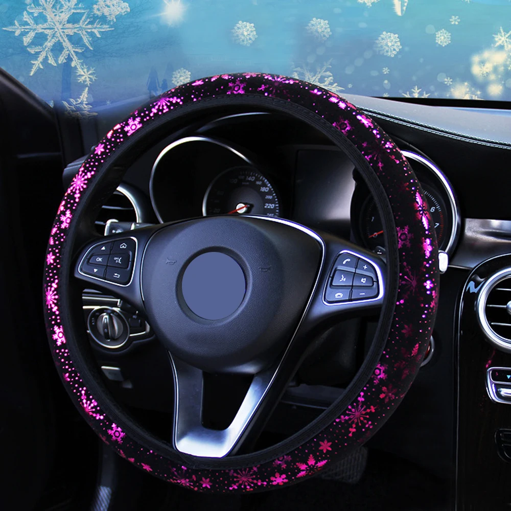 

1Pcs Purple Flower 15" Car Steering Wheel Cover Anti-slip Protector Accessories 37-38cm Universal Soft For Women Girls Ladies