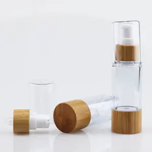 

20ml 30ml 50ml bamboo container ABS frosted clear plastic airless pump bottle lotion airless bottle bamboo airless pump bottles