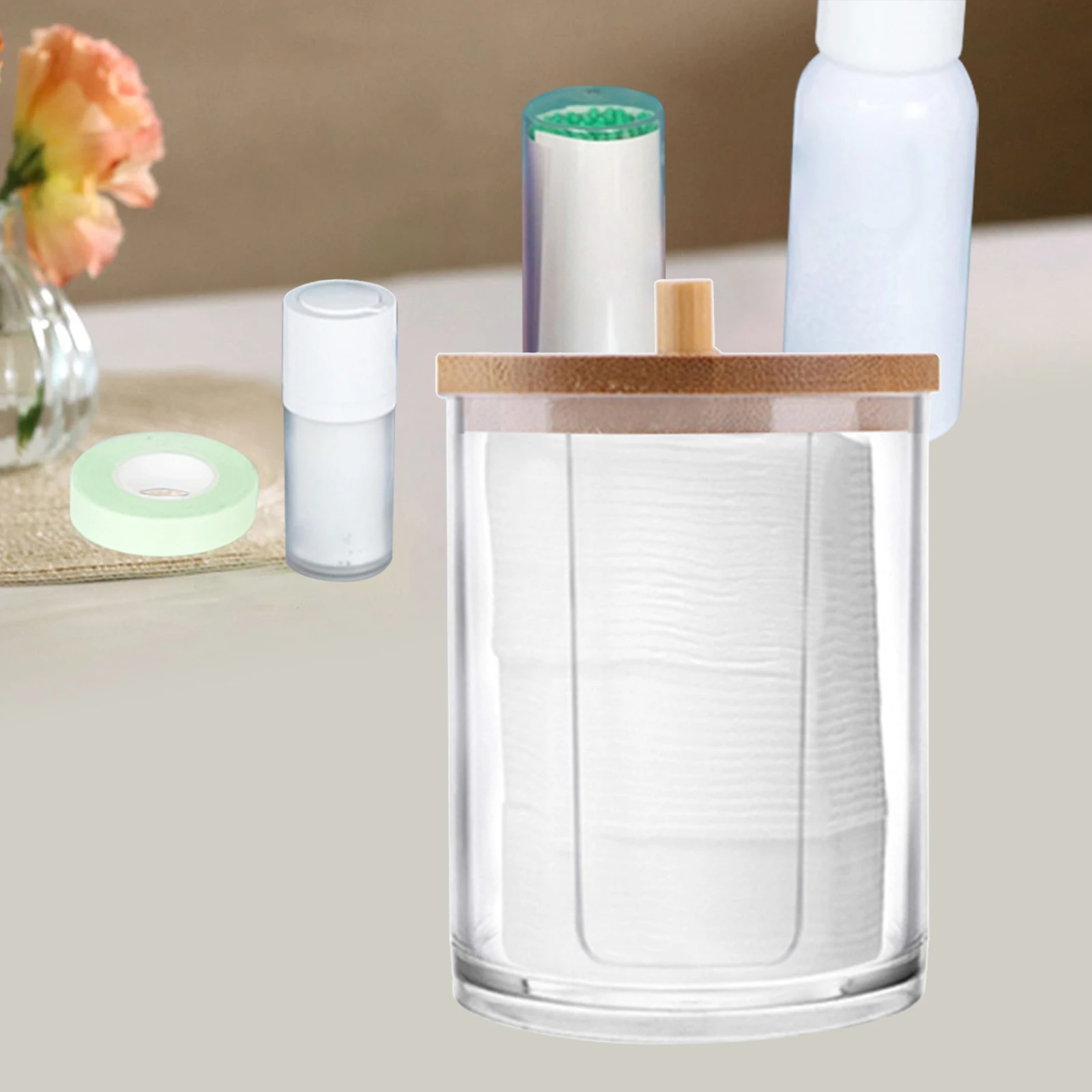 Contenitore in plastica tamponi per orecchie tamponi rotondi in cotone piccolo vaso per Organizer per piano di lavoro decorativo