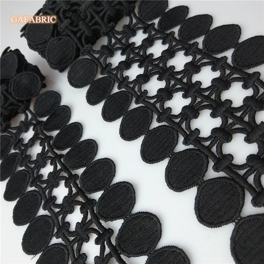1 jardów mleko haftowane koronki 5cm 8cm 10.5cm szerokie dodatki do odzieży hafty tkaniny na Handmade DIY szycia koronki czarny