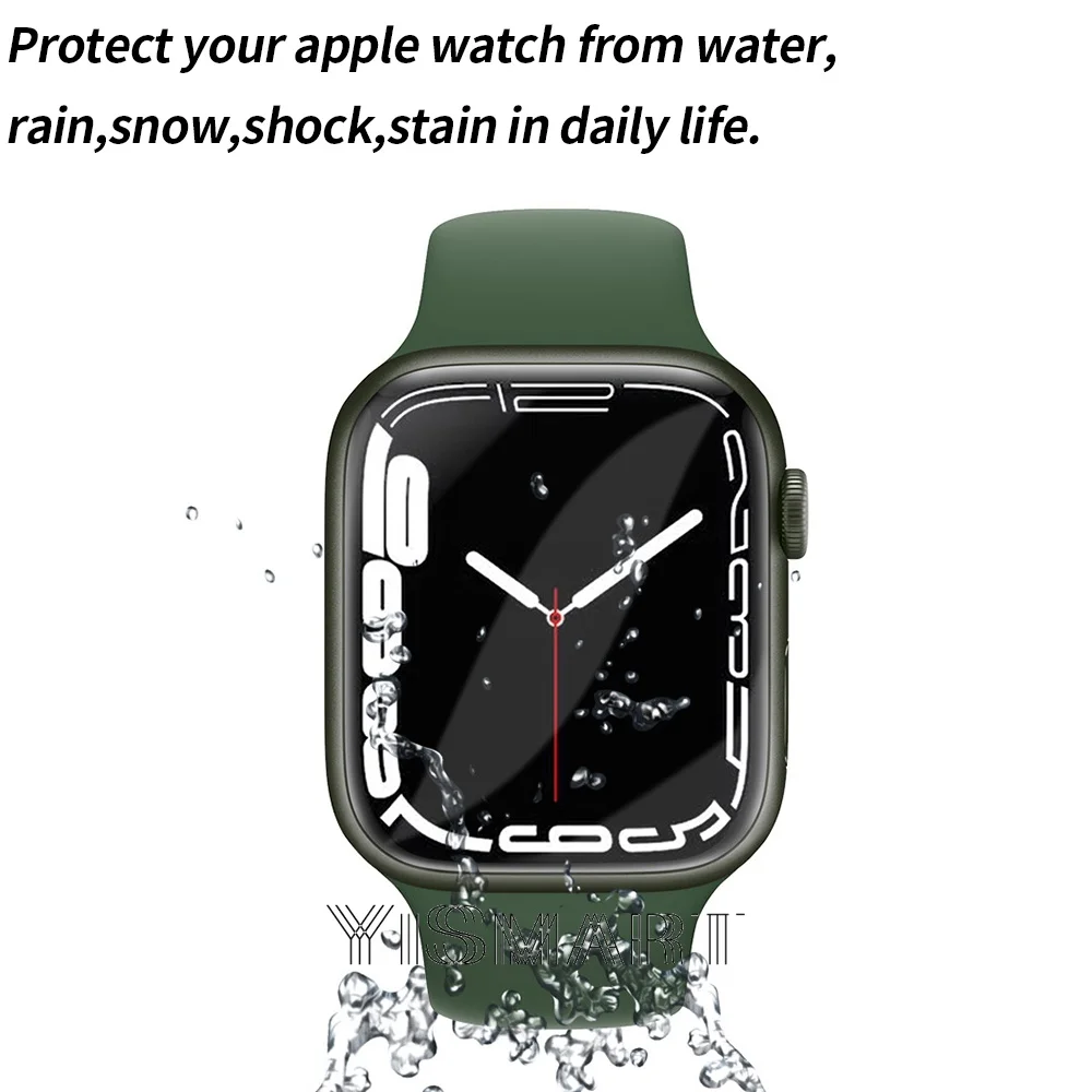 Pelindung Layar Penuh Bening untuk Apple Watch 7 45MM 41MM Film Pelindung TPU Lembut untuk IWatch Seri 7 Bukan Kaca